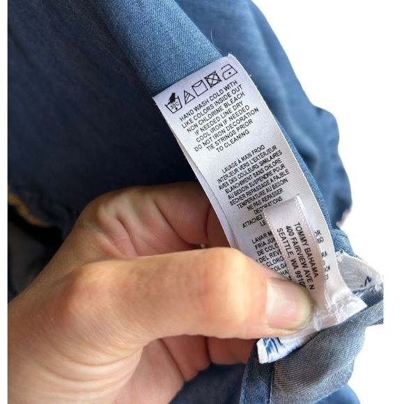 Tommy Bahama Women's Blue Boho Embroidered Tassel Tiered Tencel Dress Size Small - Picture 9 of 15